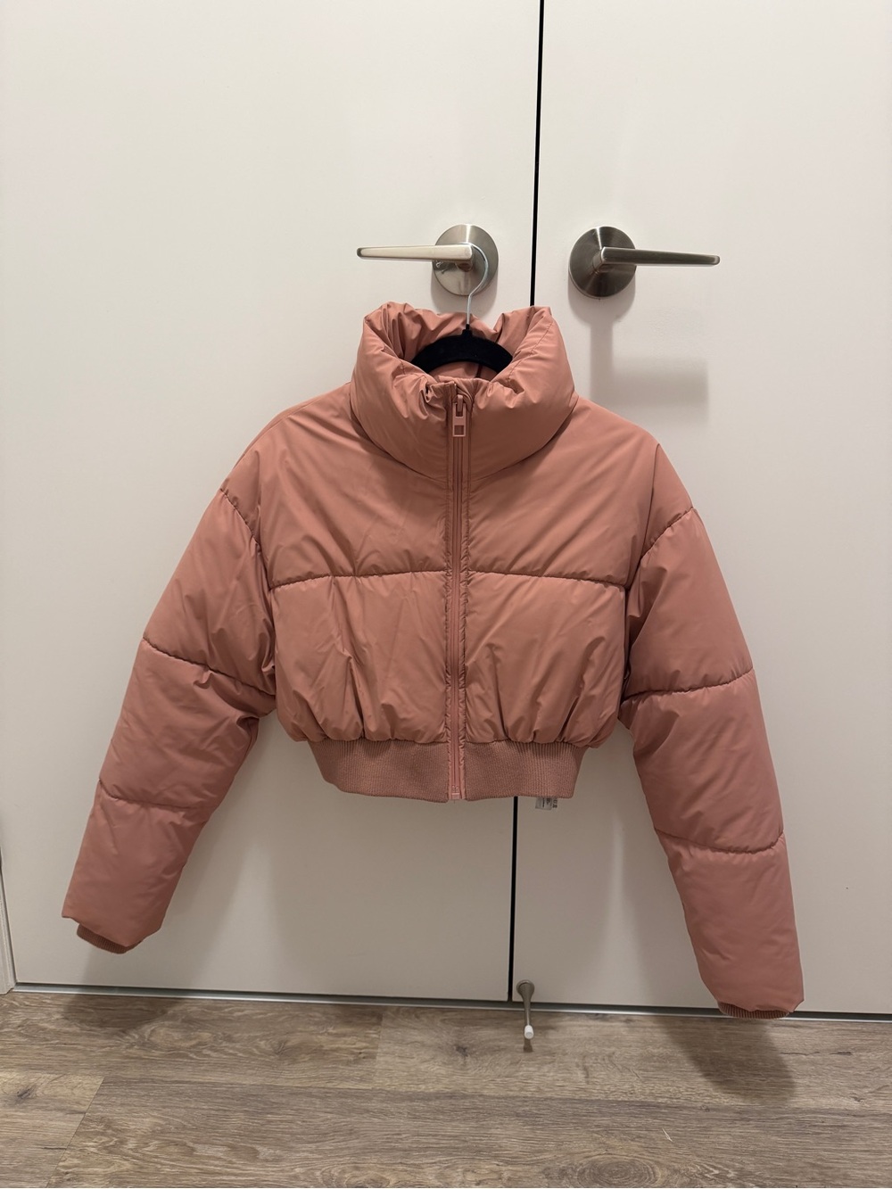 Zara Dusty Rose Cropped Puffer Jacket